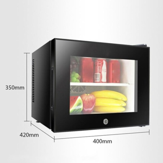 20L Mini Fridge with Window and Lock, Portable Electric Cooler with Adjustable Thermostat for Wine and Drinks, LED Light